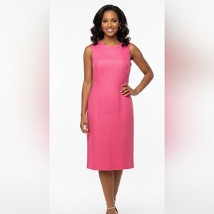 Talbots Women's Irish Linen Pink Sleeveless Midi Sheath Dress 14